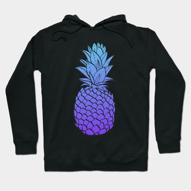 Cute Pineapple Sweet Fruit Midnight Blue Shade Black Color Hoodie by mangobanana